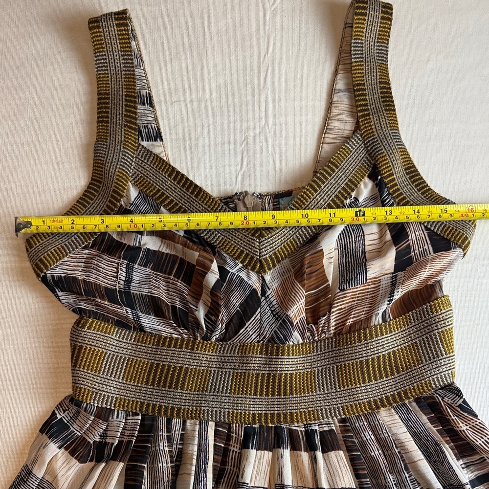 Plenty by Tracy Reese Anthropologie Brown Cream Plaid Sleeveless Silk Sundress 8 - Picture 7 of 13